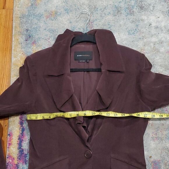 BCBGMaxAzria Brown Corduroy Jacket with Ruffled Neckline Size M - Picture 10 of 14